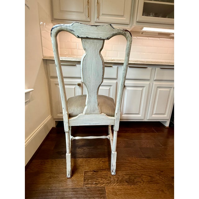 Bespoke 90” Wood & Iron Trestle Dining Table With 8 Custom Swedish Rococo Chairs by Slovack-Bass For Sale - Image 9 of 10