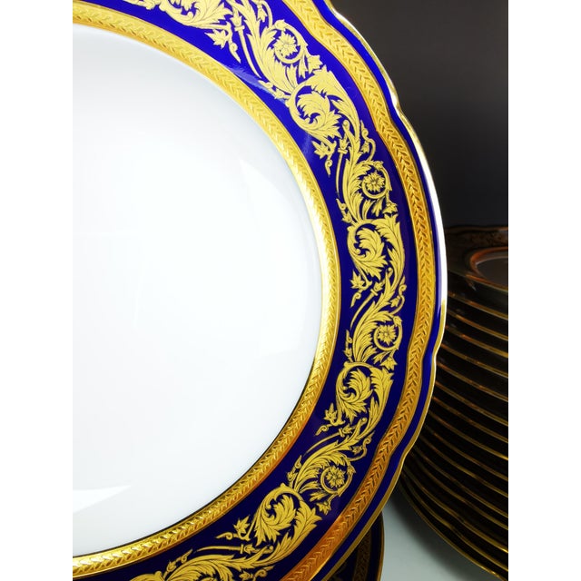 1960s Blue and Gilt Dinner Plates by Bernardaud & Cie, 1960s, Set of 12 For Sale - Image 5 of 11