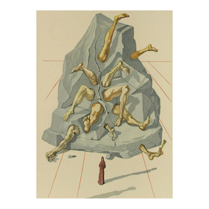 1960s Salvador Dali Woodcut Hell 19 the Simonists