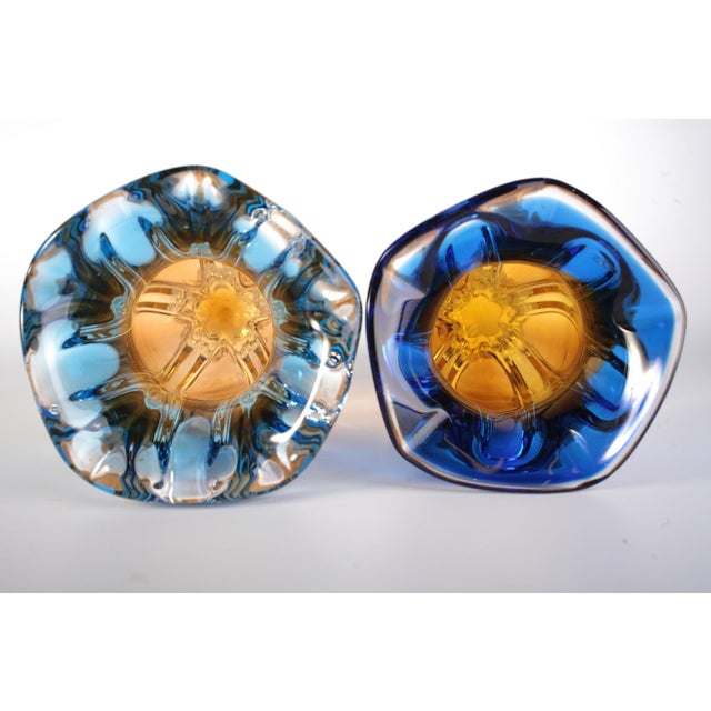 Czech Glass Vase by Josef Hospodka for Sklarny Chribska, 1970s, Set of 2 For Sale - Image 6 of 12