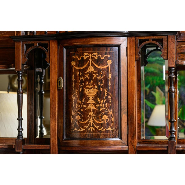 Early 20th Century Antique Edwardian Cabinet With Inlay and Mirrors For Sale - Image 5 of 8