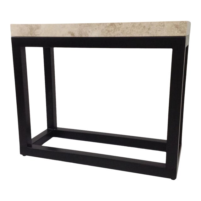 Modern Travertine Top Console Table For Sale