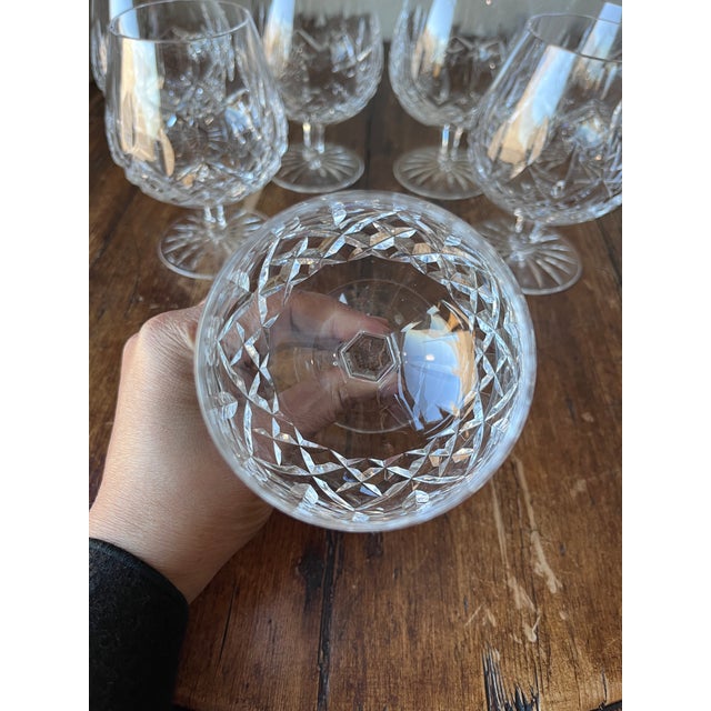 Waterford Crystal Contemporary Waterford Lismore Crystal Brandy Snifter Glasses - Set of 7 For Sale - Image 4 of 9