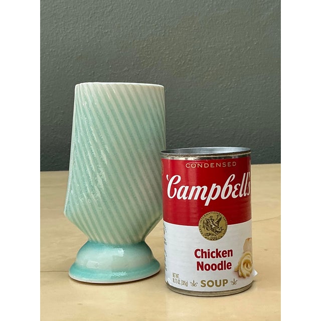 Celadon Vintage Original Studio Pottery Vase For Sale - Image 8 of 12