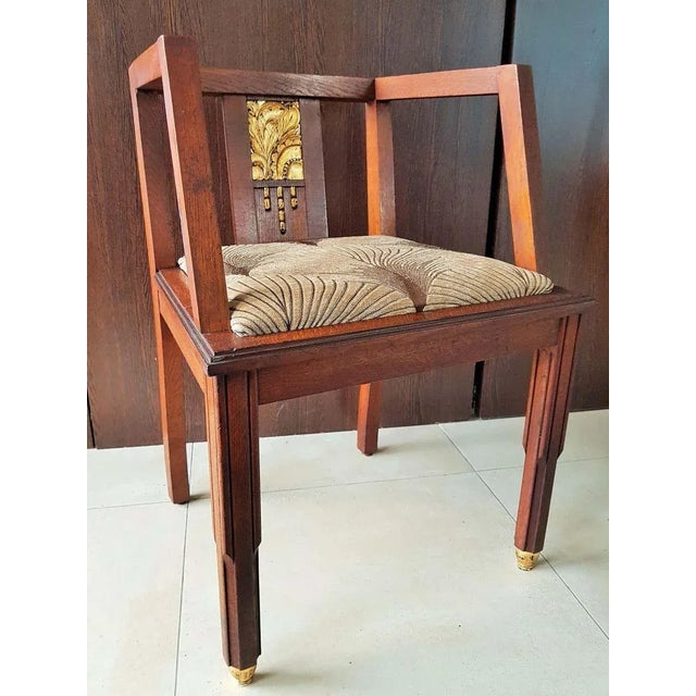 French Art Deco Oak Desk Chair, 1930s For Sale - Image 18 of 18