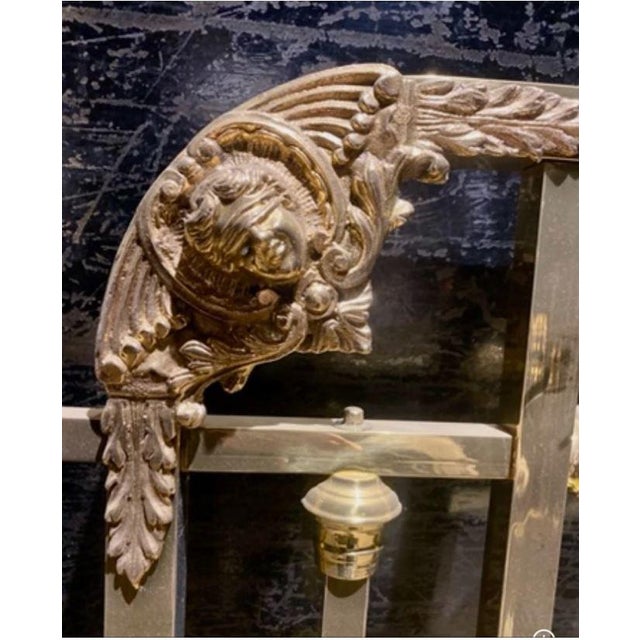 Antique Ornate Angel Solid Brass Child Twin Bed Headboard For Sale - Image 4 of 6