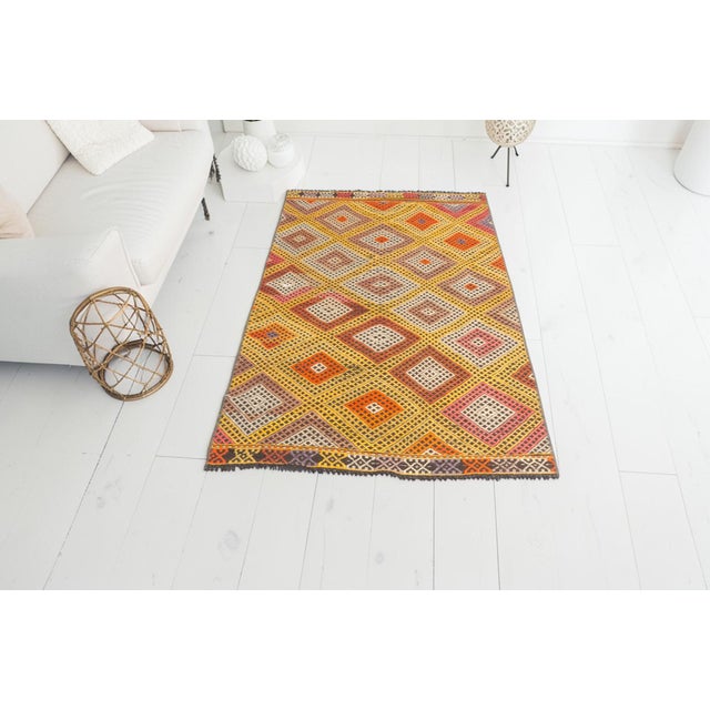 1960s Vintage Antique Geometric Runner For Sale - Image 5 of 6
