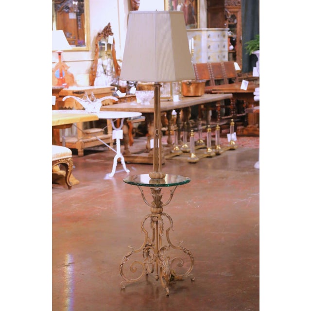 Metal Mid-Century French Louis XV Forged Wrought Iron Floor Lamp For Sale - Image 7 of 9