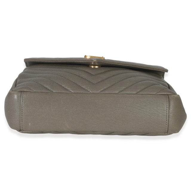2020s Taupe Sheepskin Matelasse Chevron Monogram Medium College Bag For Sale - Image 5 of 9