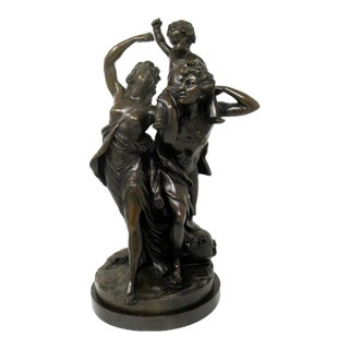 Antique Grand Tour French Bronze Sculpture Male Figure Cherub Clodion Barbediene For Sale