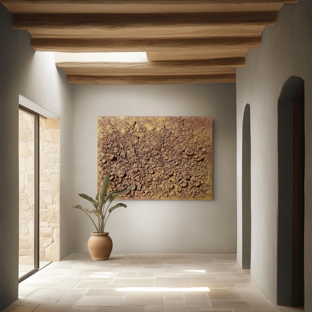 "Cosmogony-the Earth" Contemporary Brutalist Style Neutral Palette Landscape Painting by Diane Grant For Sale - Image 10 of 10