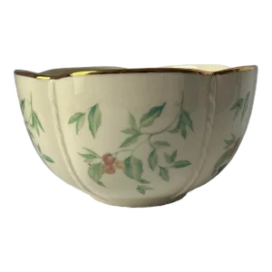 Lenox “Morningside Cottage” Botanical Porcelain Serving Bowl With 24kt Gold Rim