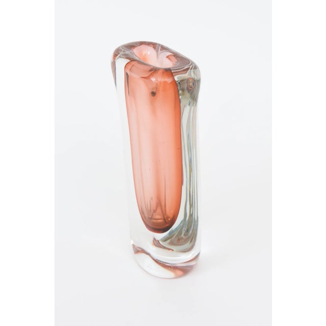 Vintage Glass Momentum Blob Sommerso Vase Clear, Peach SIgned For Sale - Image 4 of 10