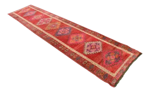 Hand-Knotted Kurdish Runner. Colorful Herki Rug- 2′10 × 11′9″