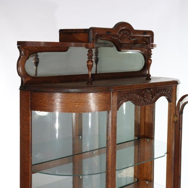 Antique Rj Horner Foliate Carved Oak China Cabinet With Mirror Circa 1900, Attributed For Sale - Image 13 of 17