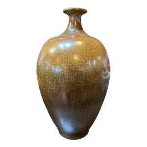 William & Polia Pillin Studio Pottery Vase With Mottled Ochre Glaze, C. 1960s