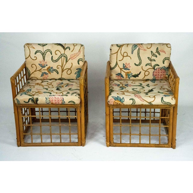 Vintage Rattan and Bamboo Armchairs from Vivai Del Sud, 1960s, Set of 2 For Sale - Image 4 of 8