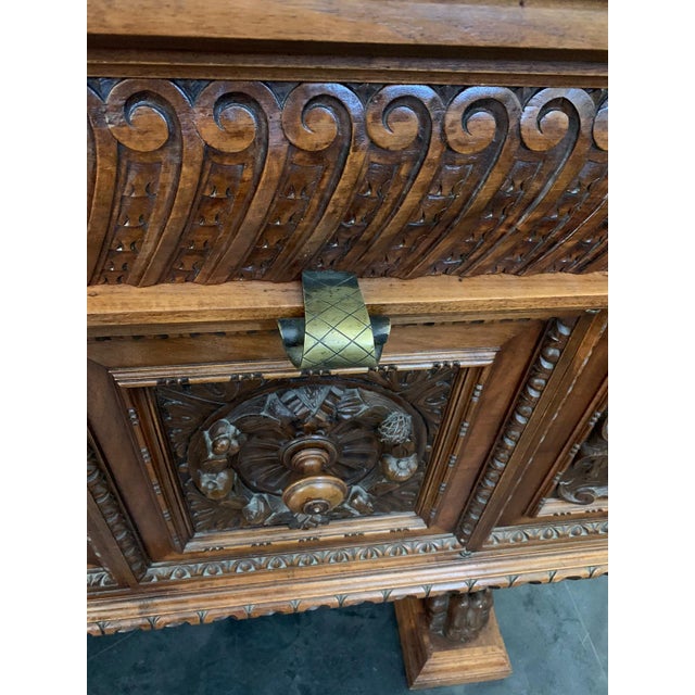 Wood Renaissance Florentine Sculpted Wood Credenza, 1890s For Sale - Image 7 of 14