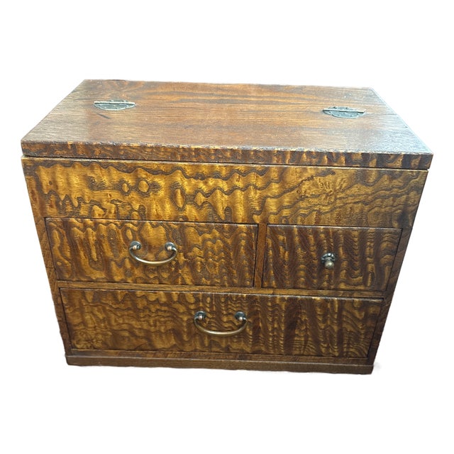 Antique Japanese Sewing Box-Haribako For Sale