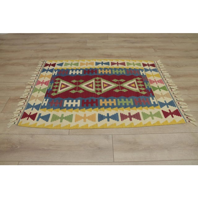 Size: 3 x 4.3 ft ( 93 x 131 cm) 36 x 51 inches Color: Organic Natural Dye ( Red,Blue,Yellow,Cream ) Material: 100% Hand...