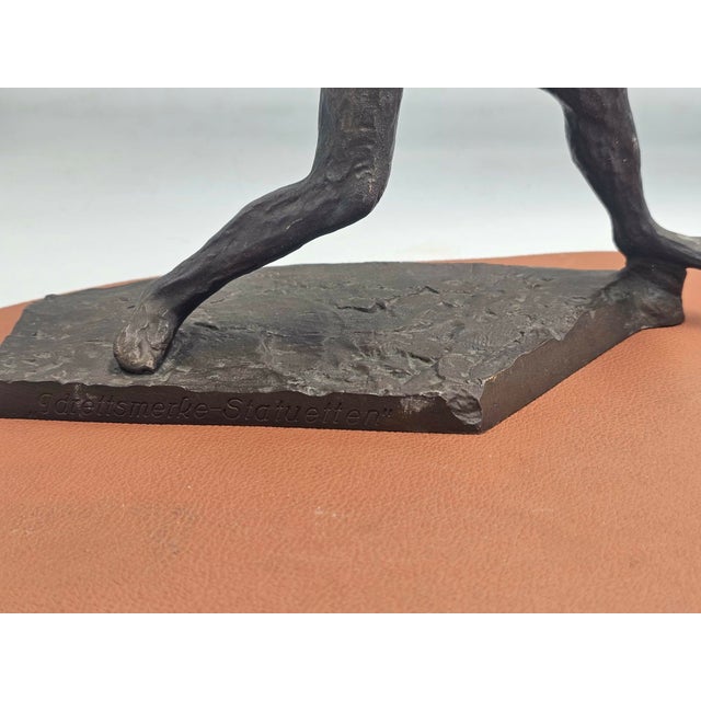 Brown Bronze Figure of Athlete by Gustav Janson, 1960s For Sale - Image 8 of 11
