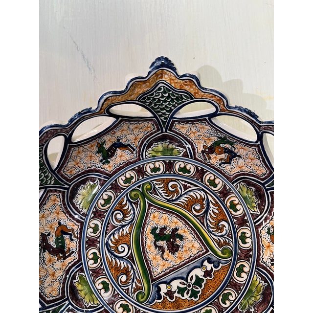 Ceramic Coimbra Ceramic - Hand Painted Portuguese Fruit Basket 3 For Sale - Image 7 of 14