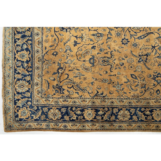 Textile Antique Persian Kerman Wool Rug Handmade in Tan Featuring an Allover Motif For Sale - Image 7 of 10