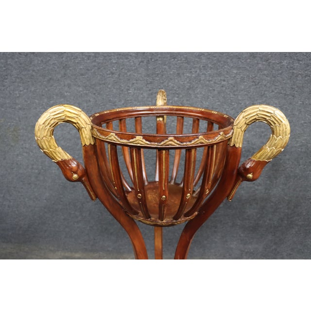 Pair of Hollywood Regency Mahogany Swan Jardinières / Planters For Sale - Image 12 of 14