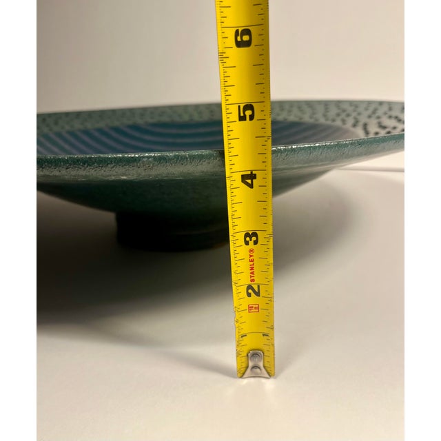 Masuo Ojima Ceramic Platter 18” Vintage Studio Pottery Green Lavender Wall Art For Sale - Image 10 of 10