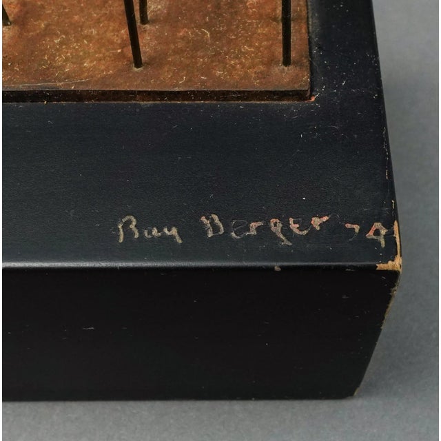 Ray Berger Brutalist Mid-Century Modern Vintage Cattail Mixed Metal Kinetic Art Sculpture For Sale - Image 10 of 11