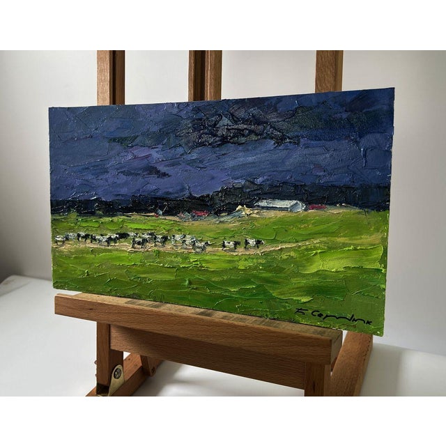 Impressionist Oil Painting Evening Field Boris Serdyuk For Sale - Image 3 of 10
