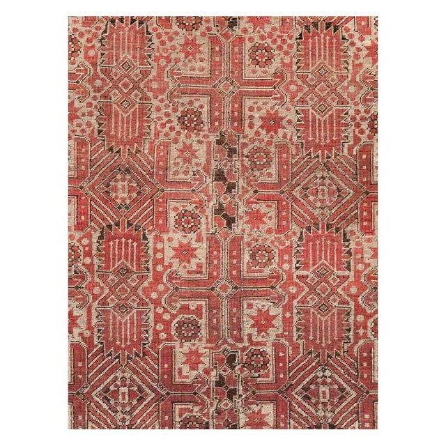 An antique tribal Beshir accent rug in gallery format handmade during the early 20th century by the nomadic tribes of...