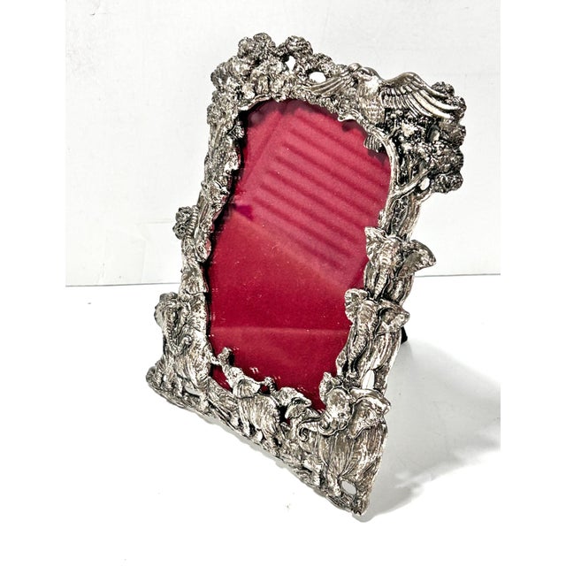 Arthur Court 1995 Safari Elephant Picture Frame – Signed Wildlife Pewter Frame For Sale In Louisville - Image 6 of 9