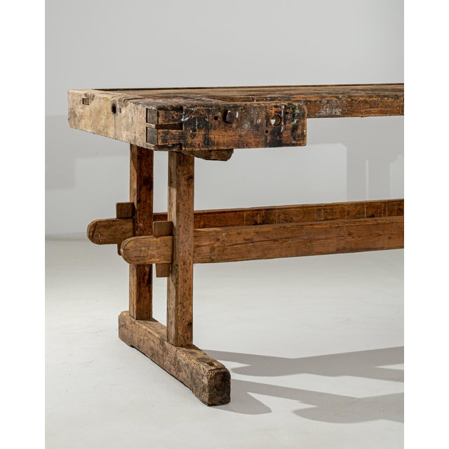 Industrial Early 20th Century Antique Central European Carpenter’s Bench For Sale - Image 3 of 12