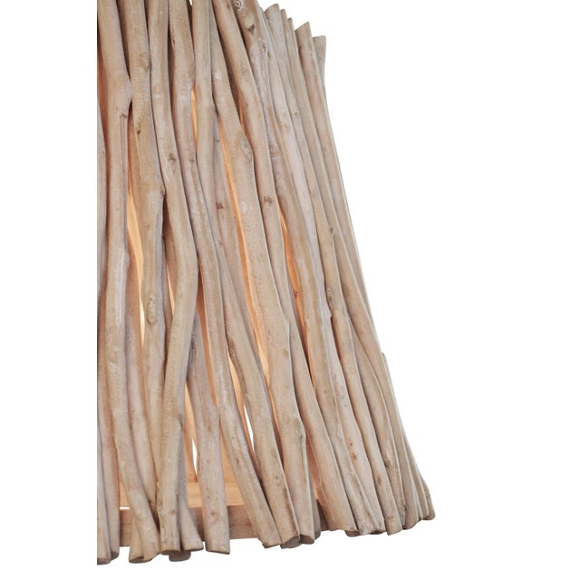 Worlds Away Matthew Izzo Home - Crew Tapered Drum Eucalyptus Wood Pendant Light For Sale - Image 4 of 5