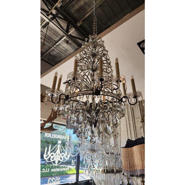 Italian Early 20th Century Italian Crystal and Beaded Chandelier For Sale - Image 3 of 9