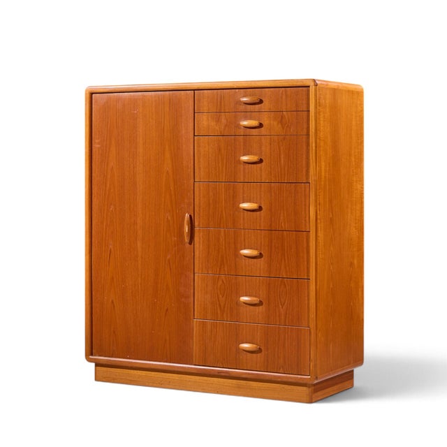 Mid-Century Modern Dyrlund Mid Century Danish Teak Armoire Highboy Dresser For Sale - Image 3 of 10
