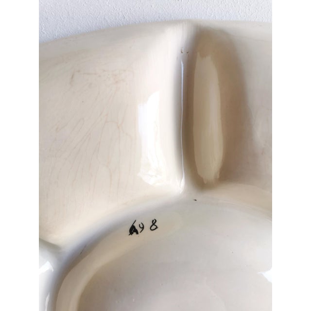 Aqua Mid-Century Ceramic Snack Bowl, Italy, 1950s For Sale - Image 8 of 10