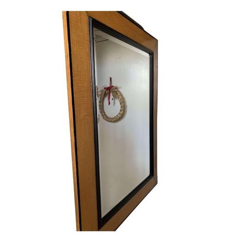 Antique French Birch Mirror with Ebonised Border, 1890s For Sale - Image 3 of 7