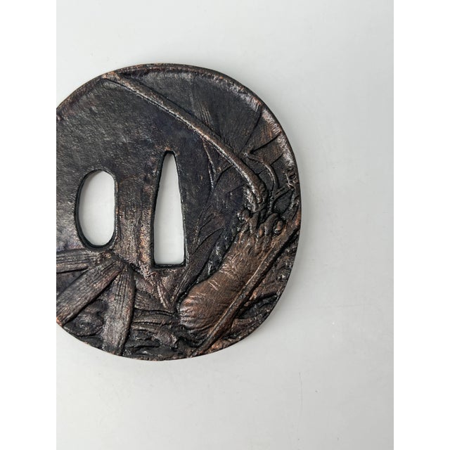 Antique Japanese Samurai Sword Hilt – Iron Tsuka With Engraved Floral Motifs2 For Sale - Image 6 of 7