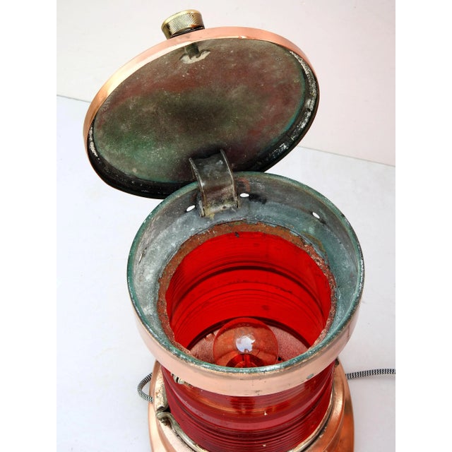 Hamburg Vintage Maritime Nautical Fanus Lantern Salvage Copper Brass Ship Lamp Electric Lamp For Sale - Image 11 of 11