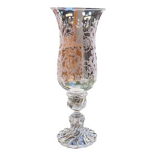 Crystal Candleholder with Engraved Foliage Decoration from Baccarat For Sale