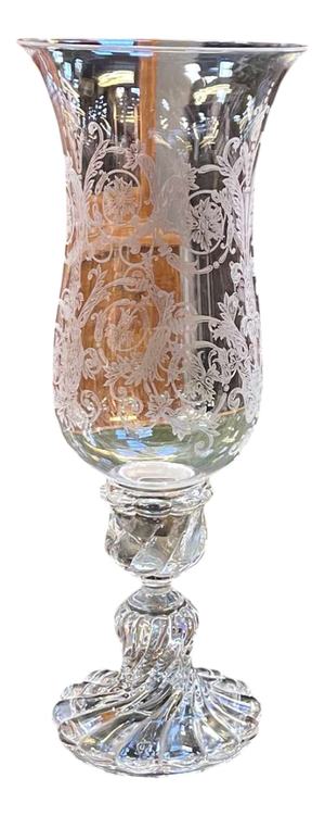 Crystal Candleholder with Engraved Foliage Decoration from Baccarat