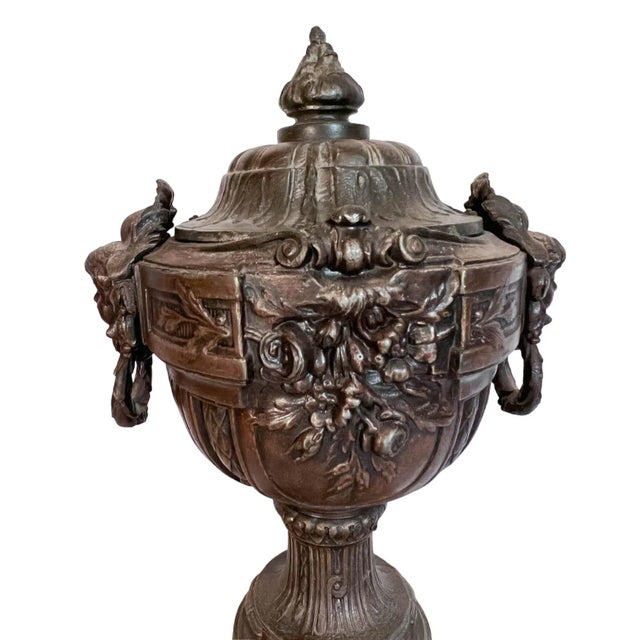 19th Century French Urn on Marble Pedestal For Sale - Image 4 of 12