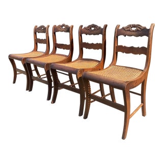 Early 20th Century Antique Wooden Rose Back Dining Chairs, Set of 4 For Sale