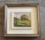 Vintage Italian school landscape painting with rich green tones. Double frame with glass and painted silver wood exterior...
