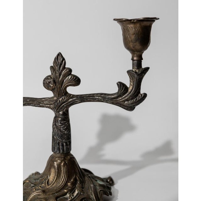 Vintage Art Deco Bronze Candleholder with Ornate Details, 1910s For Sale - Image 5 of 11