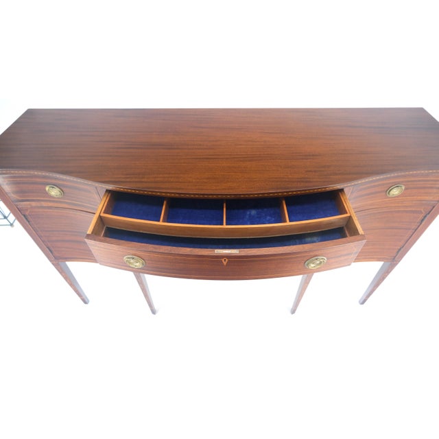 Serpentine Front Federal 6' Long Inlaid Mahogany Sideboard Credenza Console MINT For Sale - Image 11 of 13