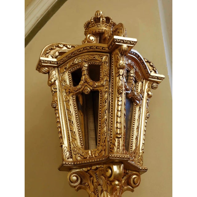 Gold Lanterns on Carved Legs, Set of 2 For Sale - Image 6 of 12