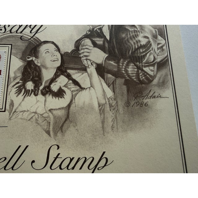 Art Deco Margaret Mitchell Stamps & Ron Adair Print (50th Anniversary Gone With the Wind) For Sale - Image 3 of 3
